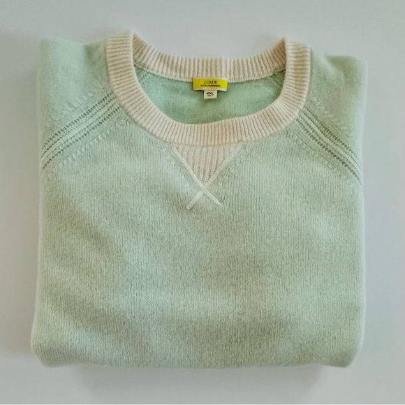 J. Crew 100% Cashmere Plaited Relaxed Sweatshirt in Wintermint Snow | XXL | NWOT - Picture 2 of 10